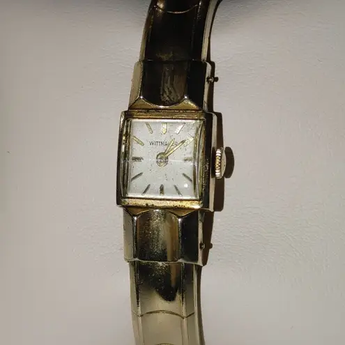 Wittnauer Watch 10K GF Gold Filled Wind Up Vintage Cuff Bracelet Chain Clasp