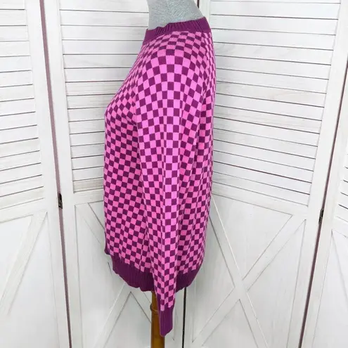 Future Collective Check Pullover Sweater Pink Purple Small Pink