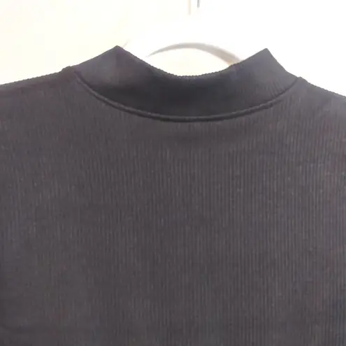 OQQ Black Ribbed Mock Neck Long Sleeve Tummy Control Mini Dress Classic Size L Size L