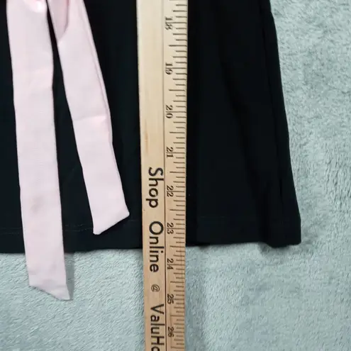 Vol.1 Blouse Large Pink Black Trim Bow Tie Top Cap Sleeve Y2K Preppy Pinup Retro