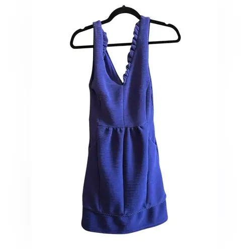 Maeve Women's Sleeveless Sheath Dress Blue Ruffled Knee Length Party S