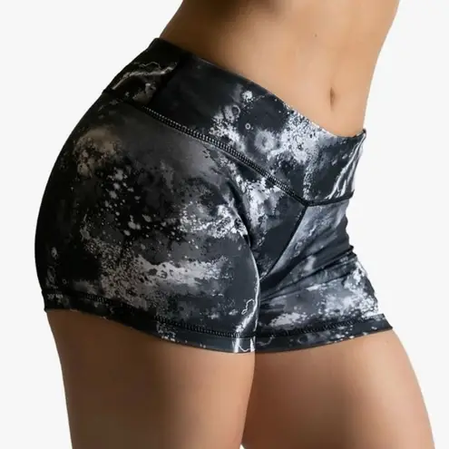 IAB MFG Athletic 2.0 Booty Shorts in Black/White Galaxy/Splatter Print Size 4/XS Black