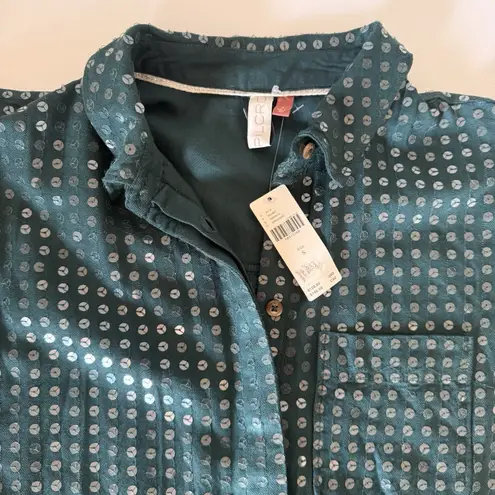 NWT Pilcro James Sequin Tunic Buttondown Anthropologie Top Size Small Green