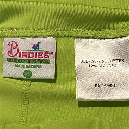 Ladies BIRDIES AND BOWS Blue & Lime Green Golf Tennis Knit Skort size XL
