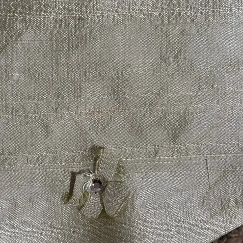 Vintage Y2K Pale Green Silk Cropped Top Beaded Flowers Square Neck Sleeveless Size XS