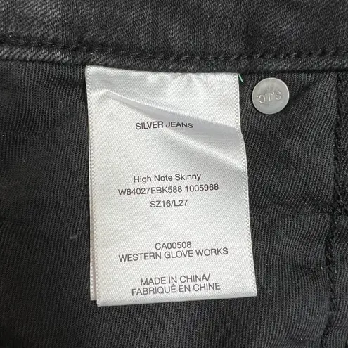 Silver Jeans Womens 16 Charcoal Black High Note Skinny Stretch Denim Ankle 36x26