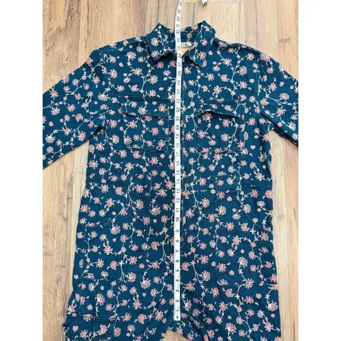 Future Collective Jenny Lopez Floral Utility Boiler Jumpsuit Teal Size 8 Green Size M