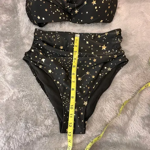 Tempt Me  Women's Medium Black with Gold Stars Halter Neck Bikini Swimsuit