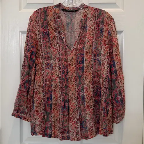 Peruvian Connection  Floral Paisley Blouse Size Medium - Image 2