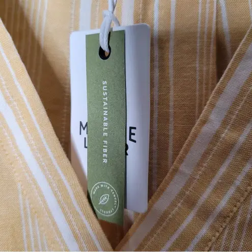 Marine layer $108 NWT  Bali Tunic Dress Linen Blend Gold Shadowy Stripe sheath