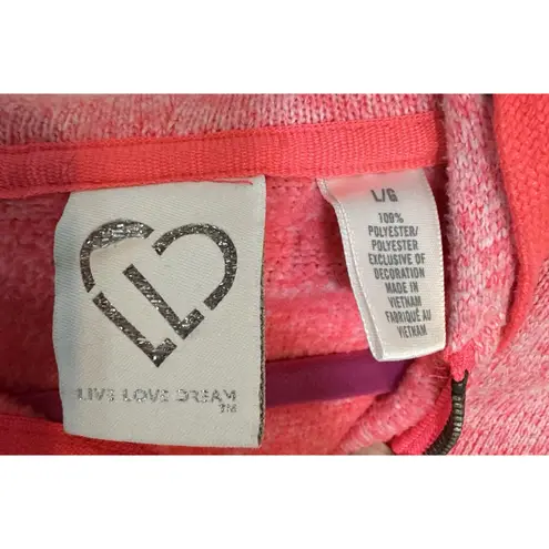 Live Love Dream Pink Zip Up Hoodie, Women’s, Large