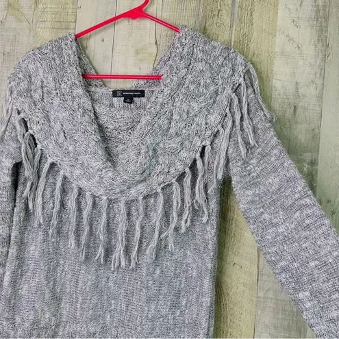 INC International Concepts Size Medium Gray/White/Silver Metallic Fringe… Gray