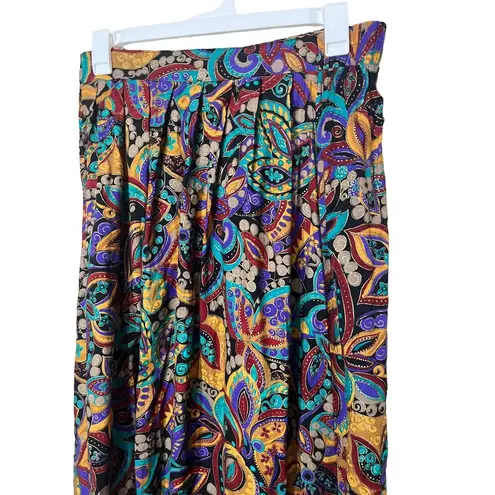 EXPOSÉ Skirt Womens Size Small Paisley Maxi ALine Pleated Vintage USA Boho Purple
