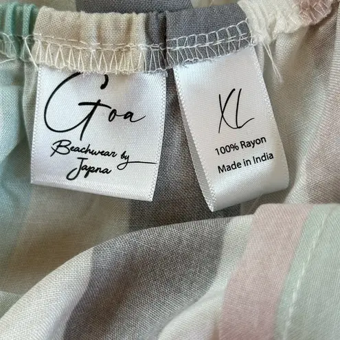 Goa Beachwear by Japna vertical striped pastel rainbow tiered sundress NWT XL