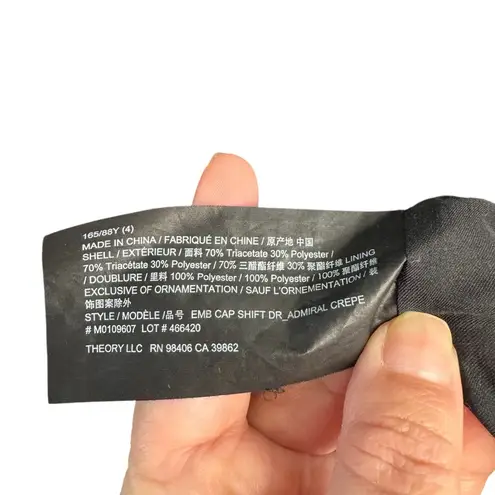 Theory  Embroidered Admiral Crepe Black Shift Dress