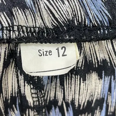 Vintage Straight Skirt Slip Abstract Elastic Waistband Retro 70s 80s Retro Black Size M