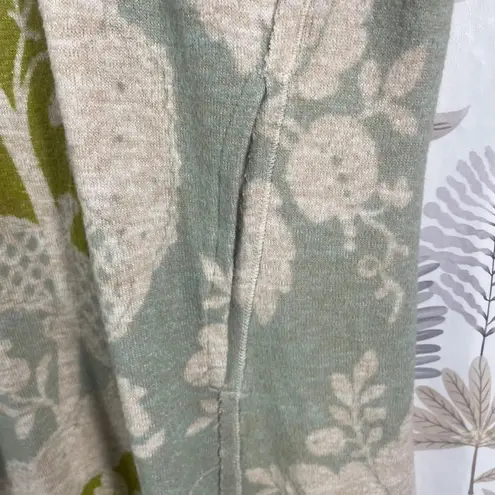 Saturday Sunday Anthropologie Hooded Tunic Dress M Green Floral Jacquard Knit Size M