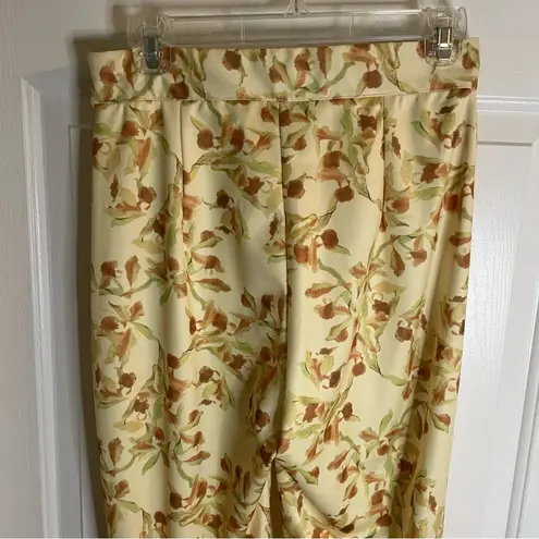 Cider Yellow Pants with Green & Brown Floral Print Size Medium