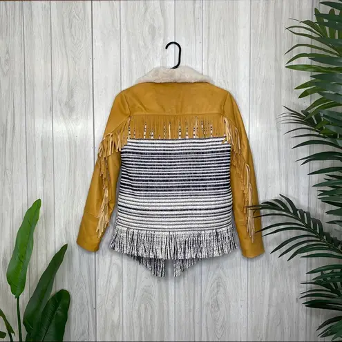 Nordstrom Chaser Leather Fringe Lined Jacket size S Small