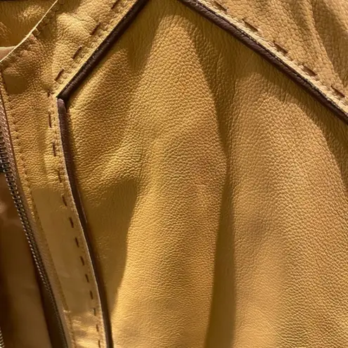 Anne Klein Anne‎ Klein 100% Leather Yellow Zipper Jacket​