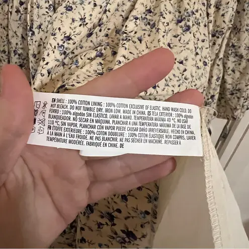 Hyacinth House Puff Sleeve Lavender Floral Ruffle Freesia Mini Dress Blue Size M