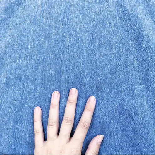 vintage • 1970s chambray jumper dress pinafore embroidered denim paisley western Size XS