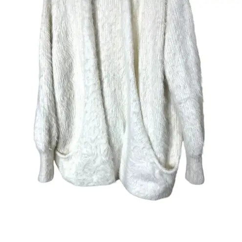 Anthropologie Knitted & Knotted Wool Blend Fuzzy Cardigan Sweater Size M White Size M