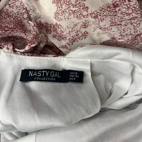 Nasty Gal  Toile Print Ruffle Deep V Maxi Dress Cottagecore Boho Evening Sz 8