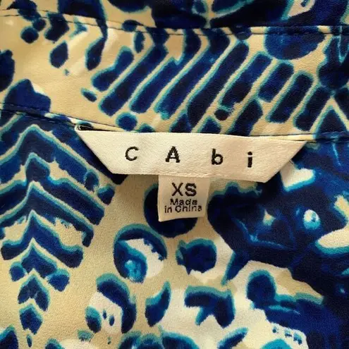 CAbi ‎ Womens XS Dress Blue White Abstract Print Button Down Shirt Geometric Work - Image 5