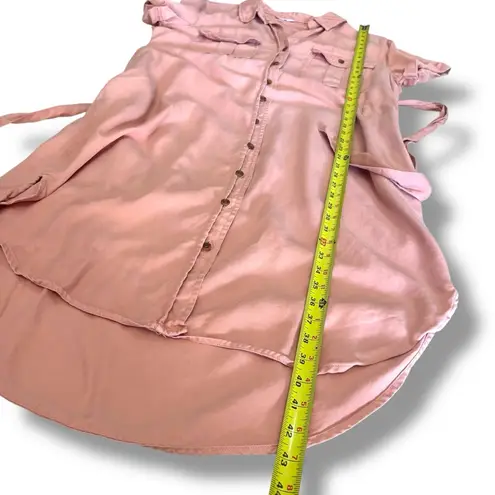 Teddi Rose Mauve Pink Button Up Tie Waist Midi Shirt Dress