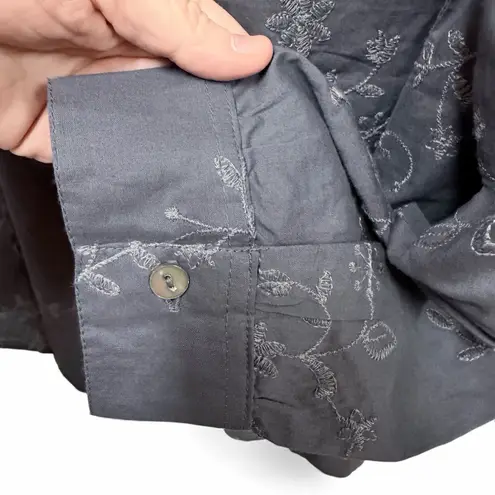 LOGO By Lori Goldstein LOGO Lori Goldstein Button Front Embroidered Tunic in blue/grey size medium