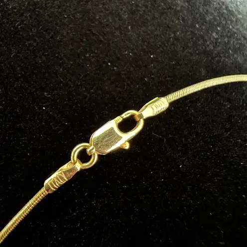 14K Italy Solid Gold Snake Chain 19" Necklace 4.3g w/ Solitaire Pendant