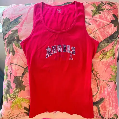 los angeles angels baseball y2k rhinestone bling red tank top cami Size M