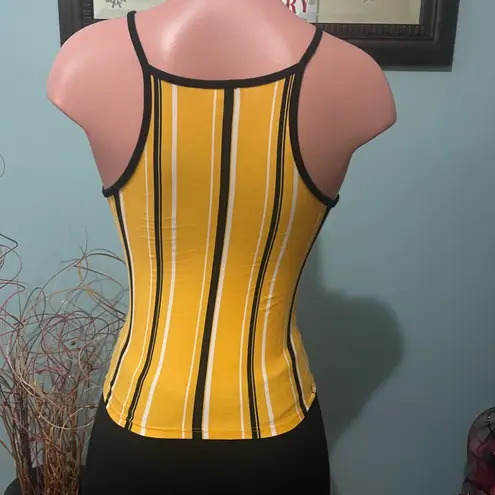 Yellow with black and white stripes top strapless size XS