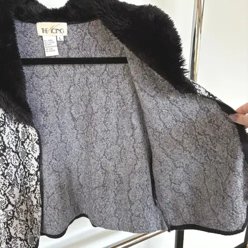 Vintage 90s Knit Sweater Vest Faux Fur Black Mobwife Ski Lodge Snowbunny Large