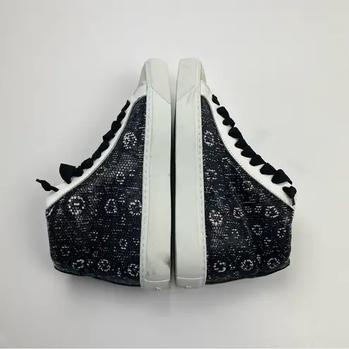 P448 Star Sting High-Top Sneakers Womens Size EU 37 US 7 Black White *FLAWED