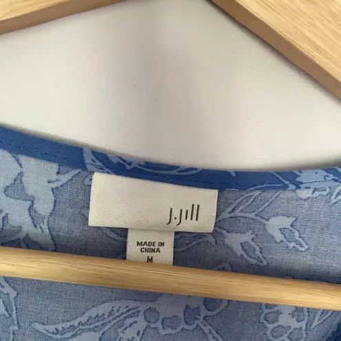 J.Jill blue sleeveless lightweight rayon top women's size small summery button
