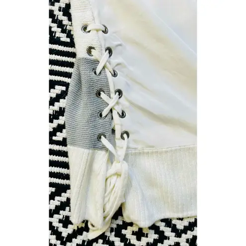 St. John Striped Link Textured Asymmetrical Sweater