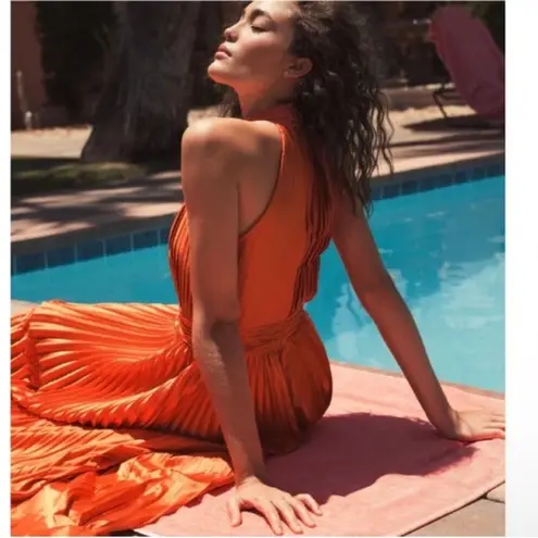 Mac Duggal 26992 Pleated Sleeveless Halter Gown in Spring Green Size 10 Sunset