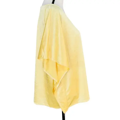 Alfani Elements Medium Top Stretch Draped Sleeves Scoop Neck Raffia Yellow Shiny