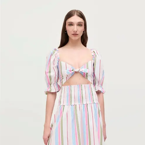 Hill House NWT Home The Isabella Top in Rainbow Stripe