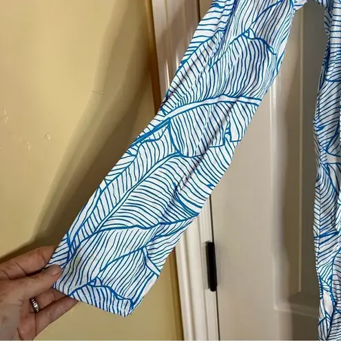 Charlie Holiday S/M Aqua Blue White Tropical Swim Coverup