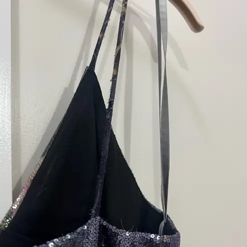 Monique Lhuillier ML Silver Floral Sequin Surplice Gown Size 4 US $595