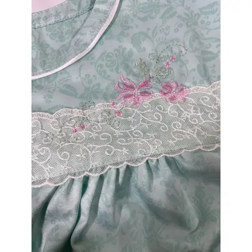 Croft & Barrow Intimates Women Nightgown Floral Button Long Mint Green 2X