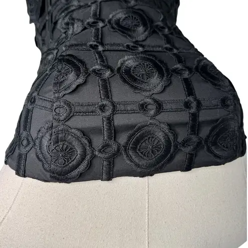 Milly Kait Tile Lace Midi Dress black strapless Size 0