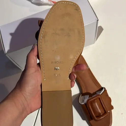 Birdies The Kiwi Cognac, Women's leather Slide Sandals size 10.5