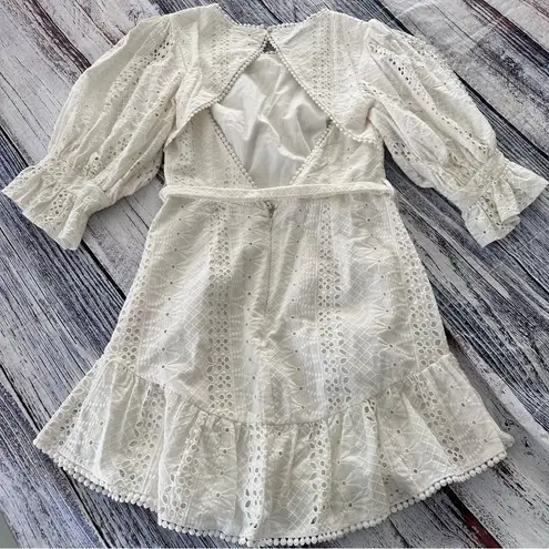 INDIKAH Sweet Sunshine Cut-Out Back Embroidery Dress White