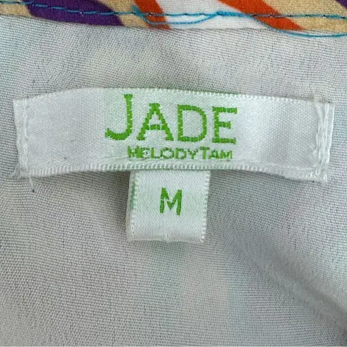 Jade Melody Tam Multi Floral Print Ruffle Hem Tunic Halter Dress Medium Blue - Image 8