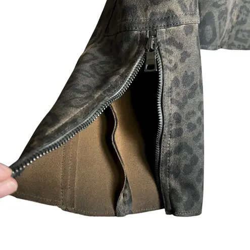 MARRAKECH Marni Leopard Moto Jacket Faux Suede Leather Brown Sz M Anthropologie Size M