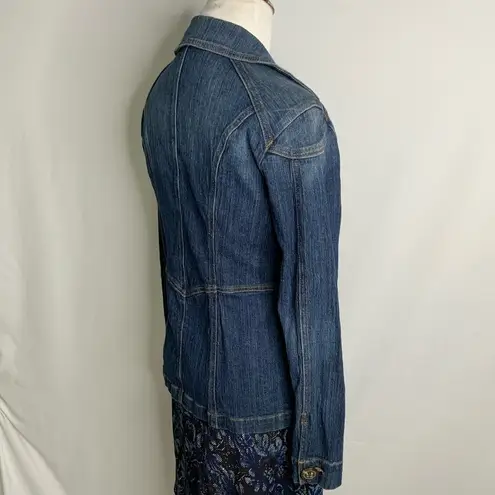 CAbi  Double Breasted Stretchy Blue Jean Fitted Tailored Casual Jacket XS